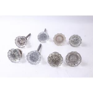 Glass Doorknobs, Set of Eight, Used Condition, Classic, Ornate, Decorative,
